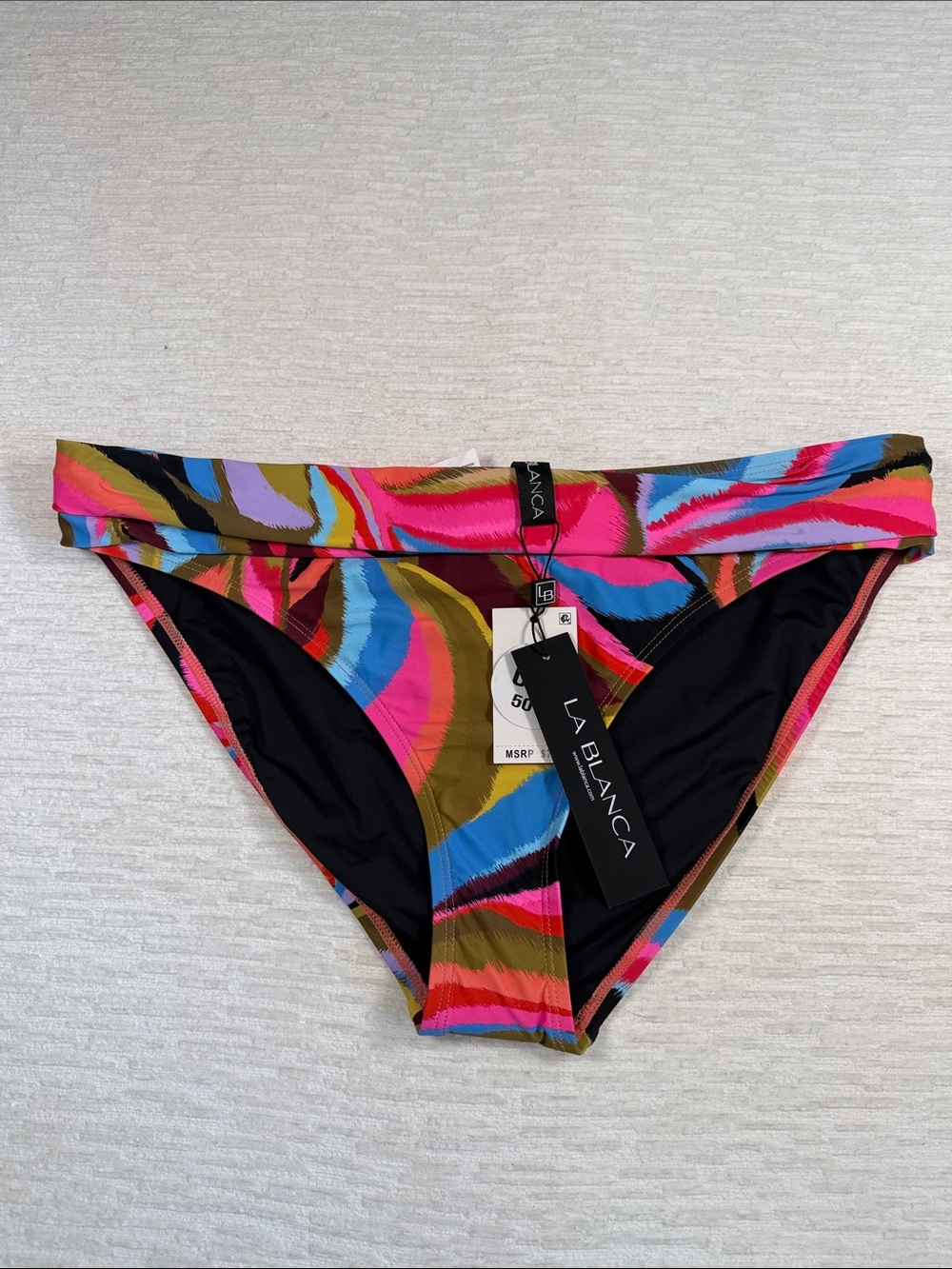 La Blanca Women's Tropic Waves Shirred-Band Hipster Bikini Bottoms NWT